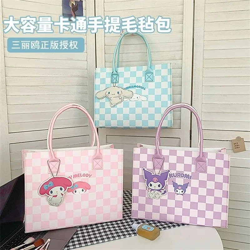 

Sanrio Kuromi Cartoon Handbag Toys Kawaii Cinnamoroll My Melody High-capacity Handbag Girls Tote Bag Shoulder Bag Holiday Gifts