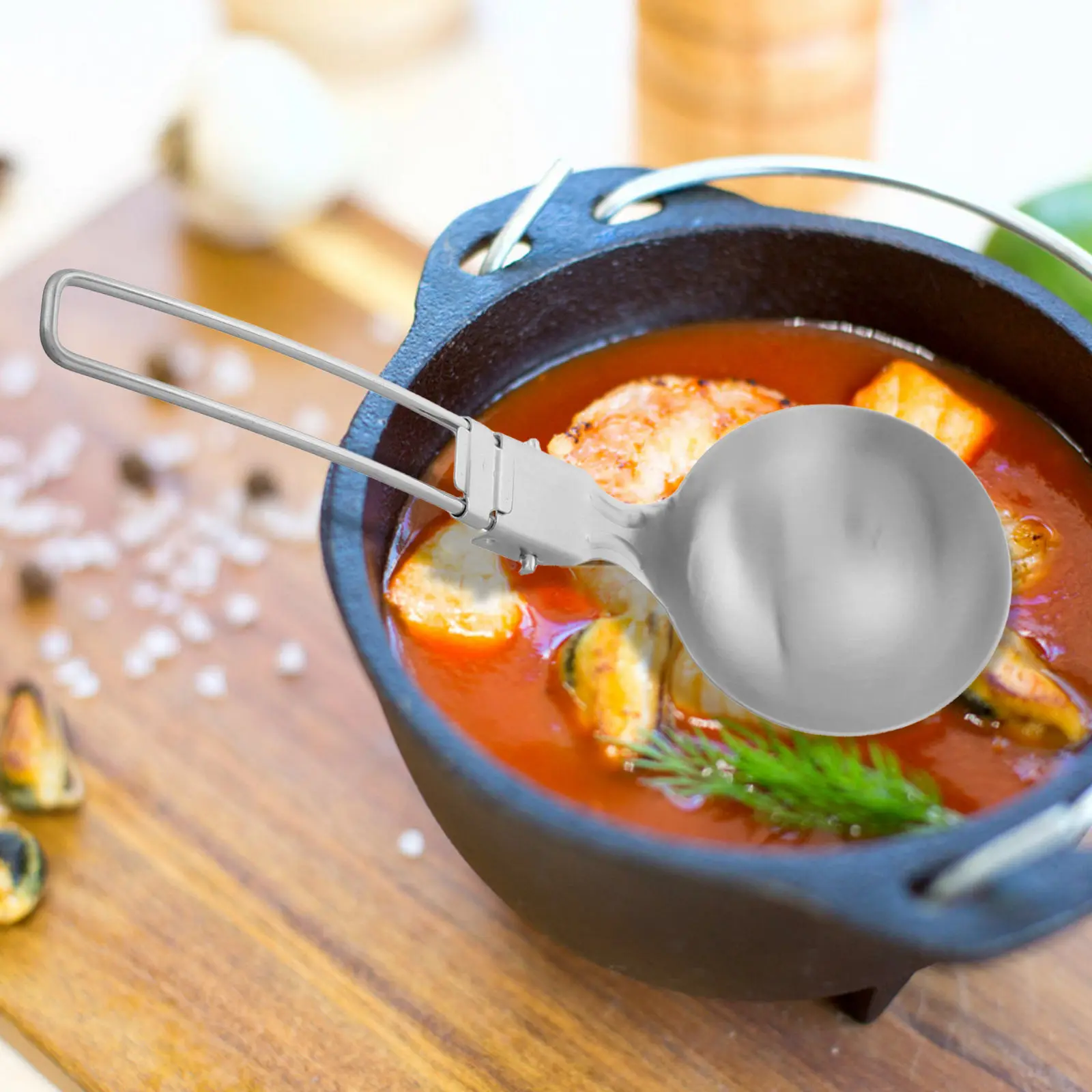 

2Pcs Stainless Steel Foldable Colander Spoon Ladle Set for Camping Hot Pot Outdoor Cooking Portable Soup Serving Utensil