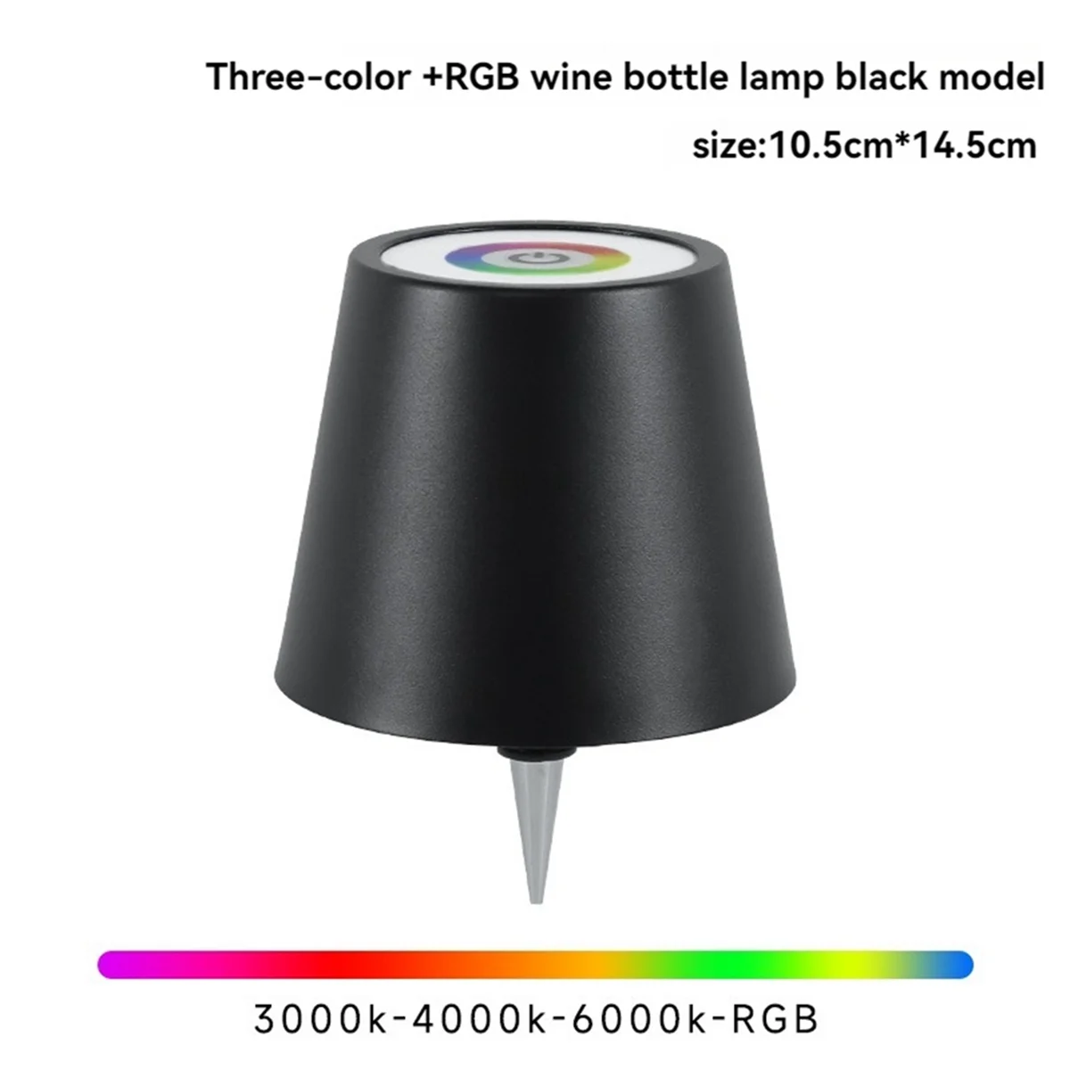 Lampada per bottiglia wireless A26P Modalità RGB e paralume per bottiglia con regolazione continua a 3 colori Luci per bottiglia ricaricabili per bar B