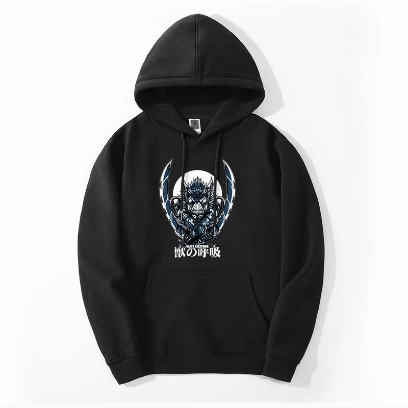 

Autumn Male Hip Hop Warm Anime Demon Slayer Tanjirou Hoodie Sweatshirts Inosuke Casual Big Size Sweatshirts Printing Hoody