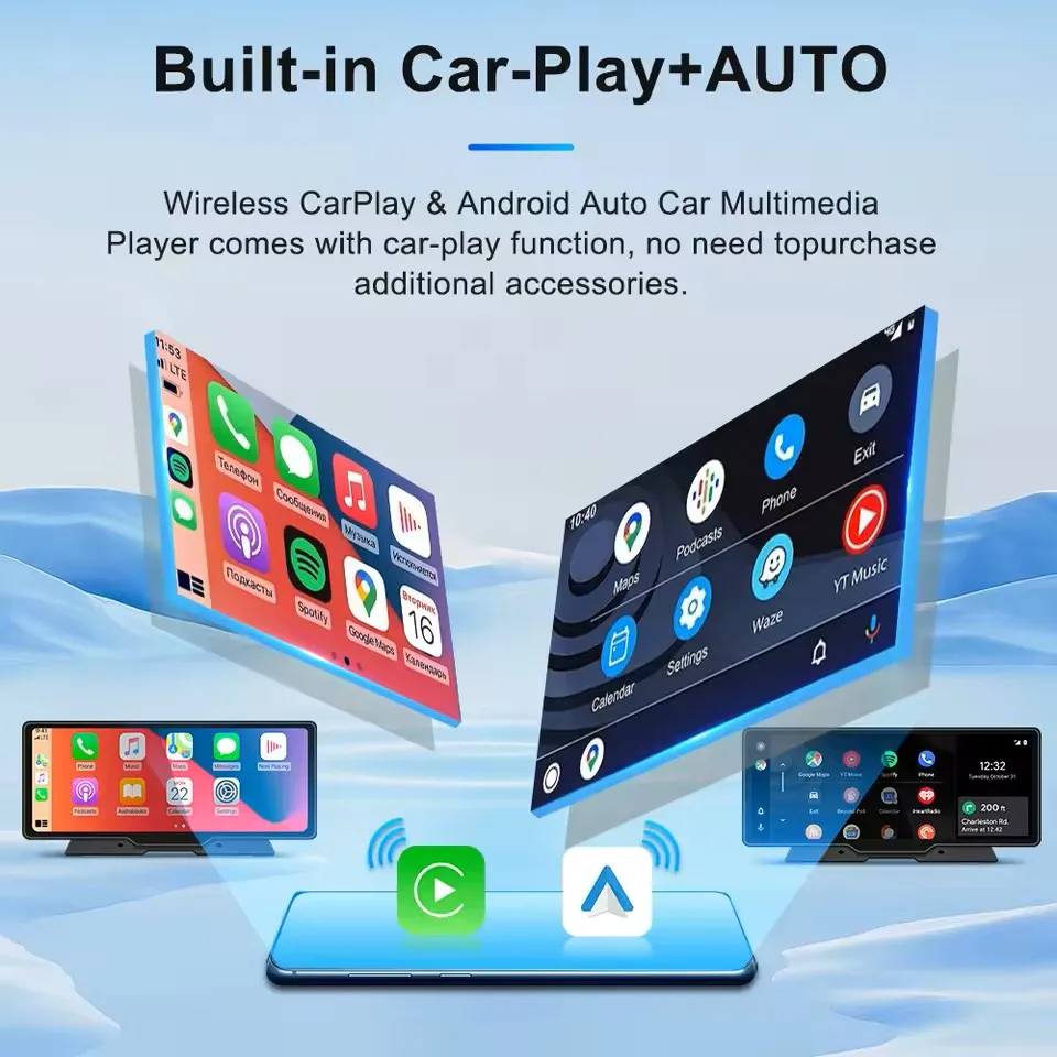 10.26'' Universal Portable Wireless Carplay Screen for Car with Android Auto Touchscreen Car Stereo System view 6