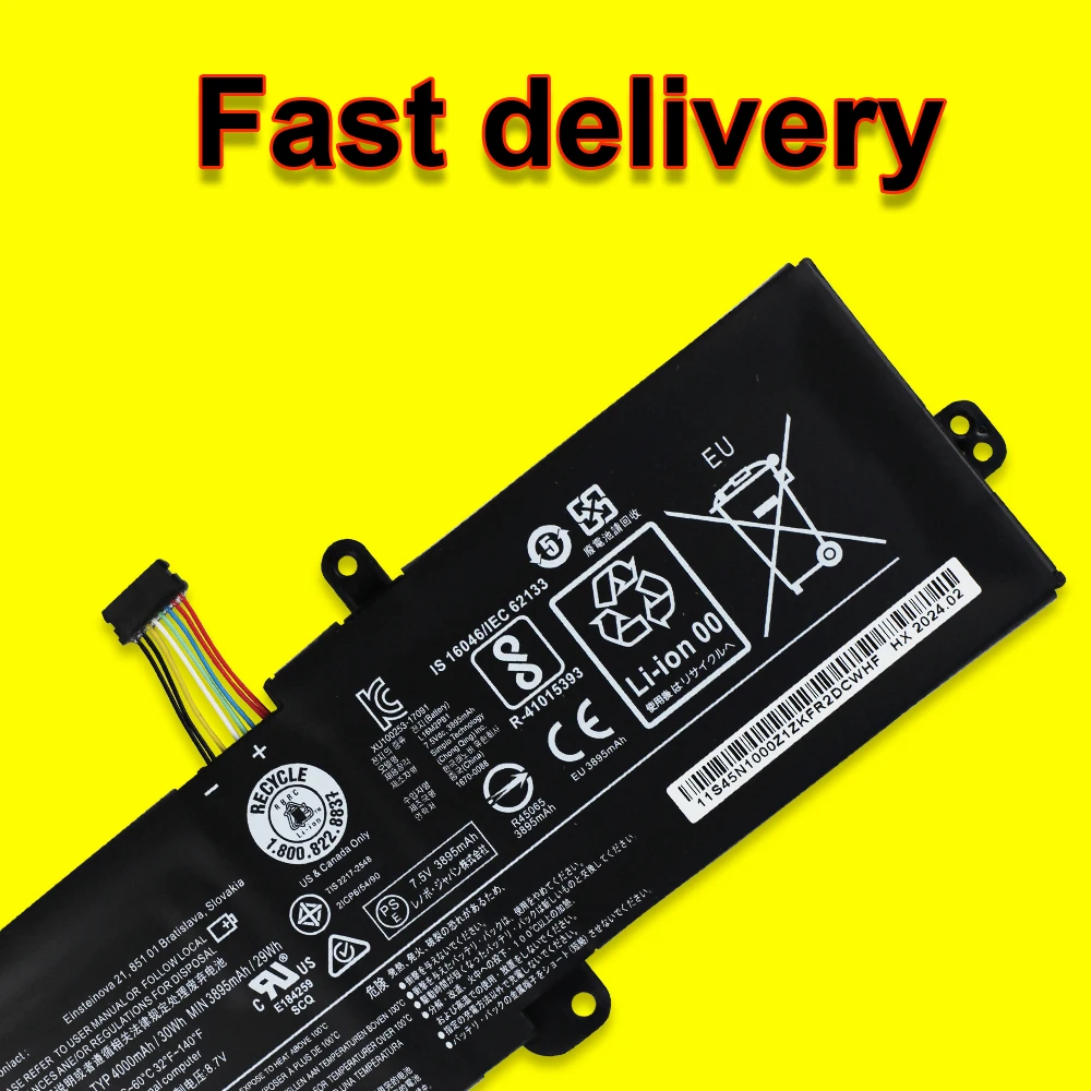 Imagem -05 - Bateria do Portátil para Lenovo Ideapad 7.5v 30wh L16m2pb1 Ideapad S145 520 130 330 32015ikb 15arr 15ast 14ikb L16l2pb2 L16m2pb2 L16m2pb2