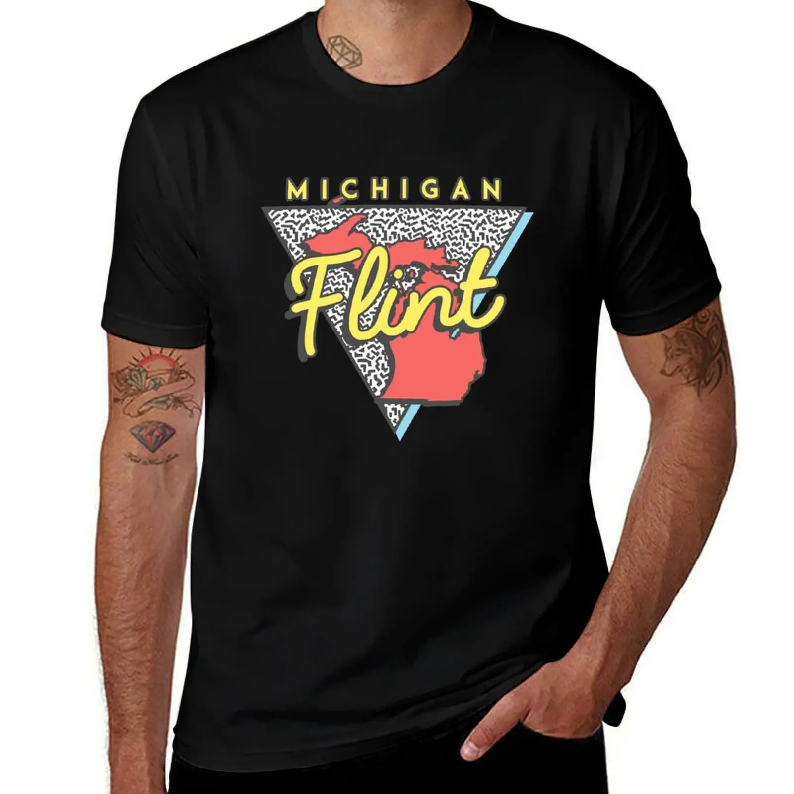 

Michigan shirts fit shirt t graphic essential man Flint slim T-Shirt Triangle t Souvenirs MI t Retro shirt for man