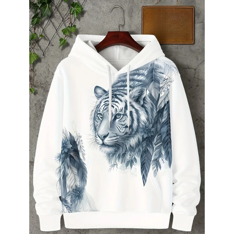 2025 جديد الرجال هوديي ثلاثية الأبعاد مطبوعة الاستبداد النمر نمط محايد موضة كول طباعة عادية مناسبة لارتداء اليومي #1