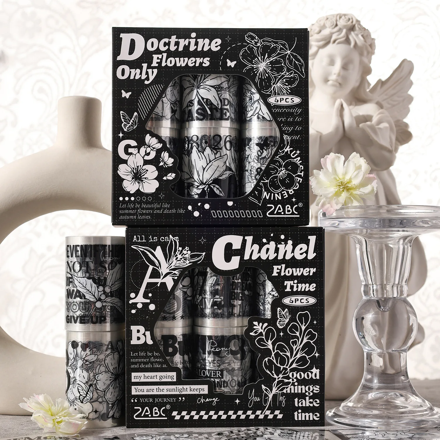 Ink White Flower Tr…