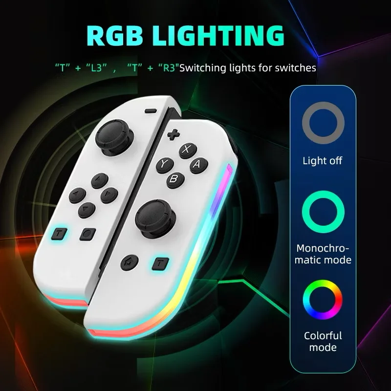 NS スイッチ Joy-Con コントローラゲームコントローラ左右 Bluetooth 互換ゲームコントローラハンドストラップ RGB ライト付き