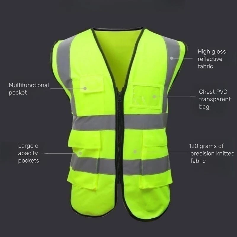 Nighttime Traffic Environment Hygiene Garden Architecture Multi Pocket Reflective Protective Clothing Reflective Coat Structure