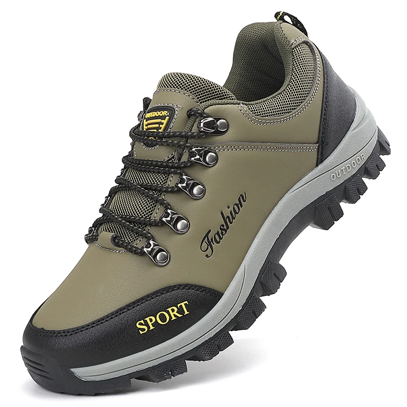 Men outdoor hiking shoes mountaineering sports shoes lace-up hiking outdoor comfortable non-slip thick-soled mountain shoes 46