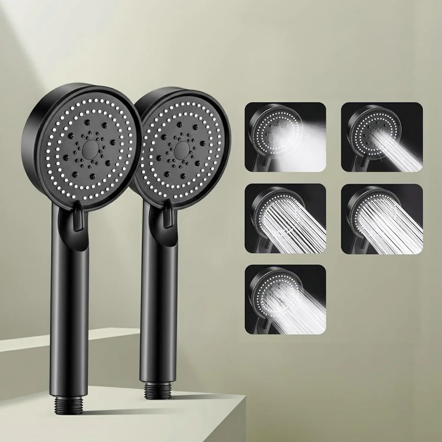

5 Modes Water Saving High Pressure Shower Head Handheld Adjustable Hangable Spray Anti-Leak Anti-Slip Handle Bathroom