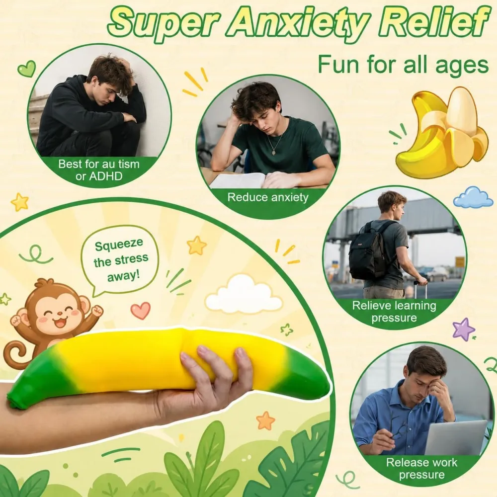 18/41cm Jumbo Squishy Banane Riesiger Quetsch-Stressball Langsam Rückfedernder Stressabbauender Geschenkartikel Heim- und Schreibtischdekoration zur Angstlinderung – Detail 4