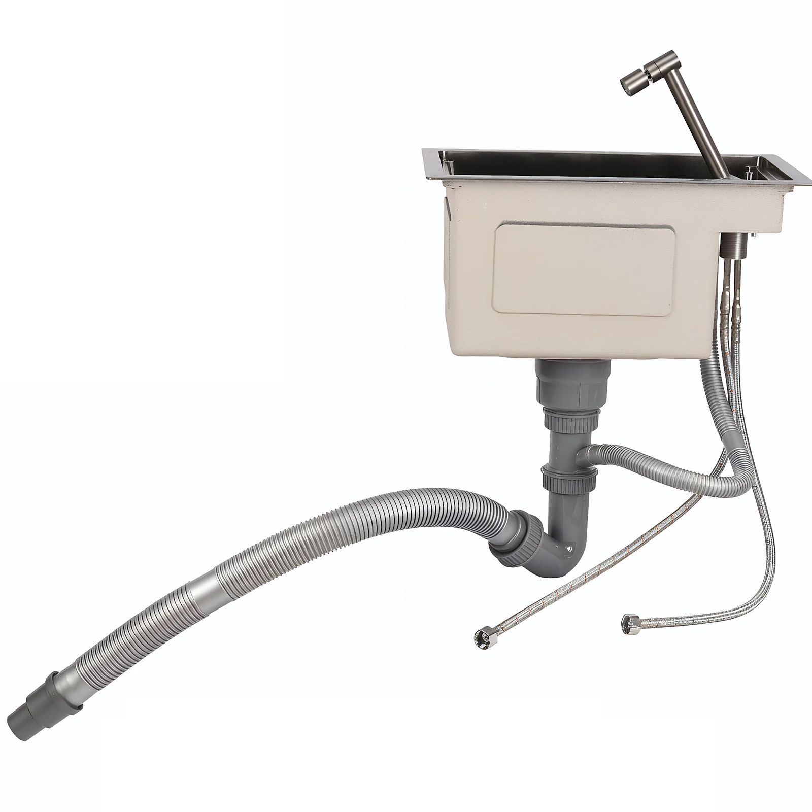 

Small Kitchen Sink with Foldable Faucet Single Bowl Sink with Lid Prep Sink for Laundry Wet Bar Prep Office Outdoor Yard