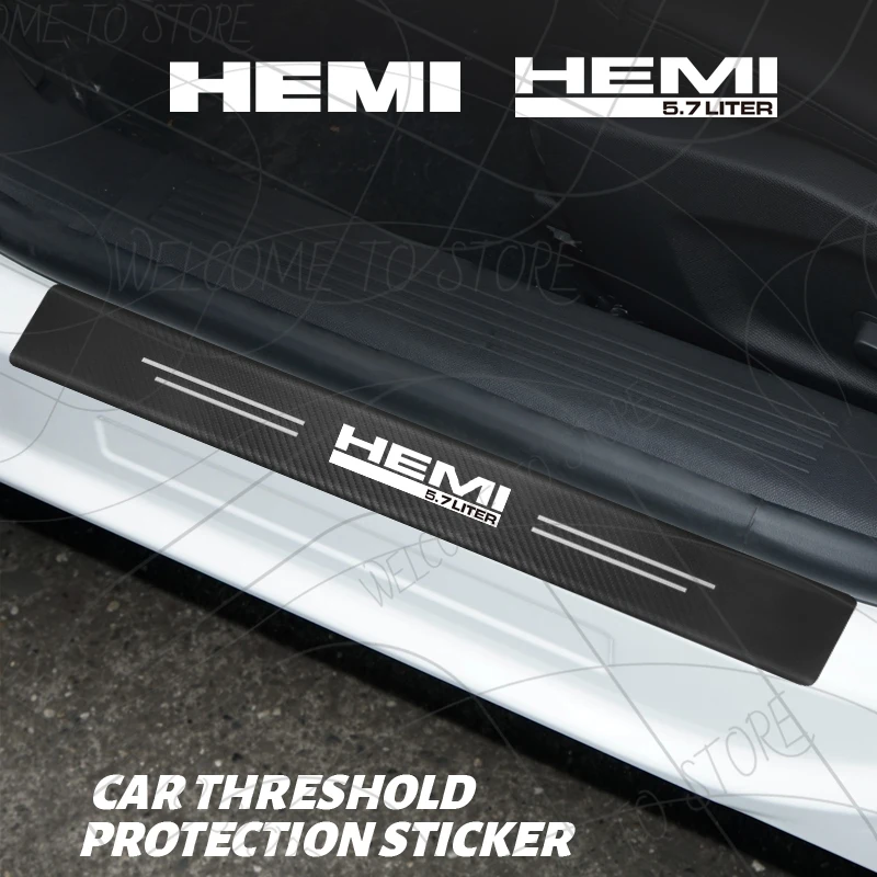 4/5 قطعة ل V8 HEMI 5.7 لتر شعار قائد جراند شيروكي ألياف الكربون عتبة الباب عتبة قطاع الكسوة الشارات جذع ملصقات السيارات