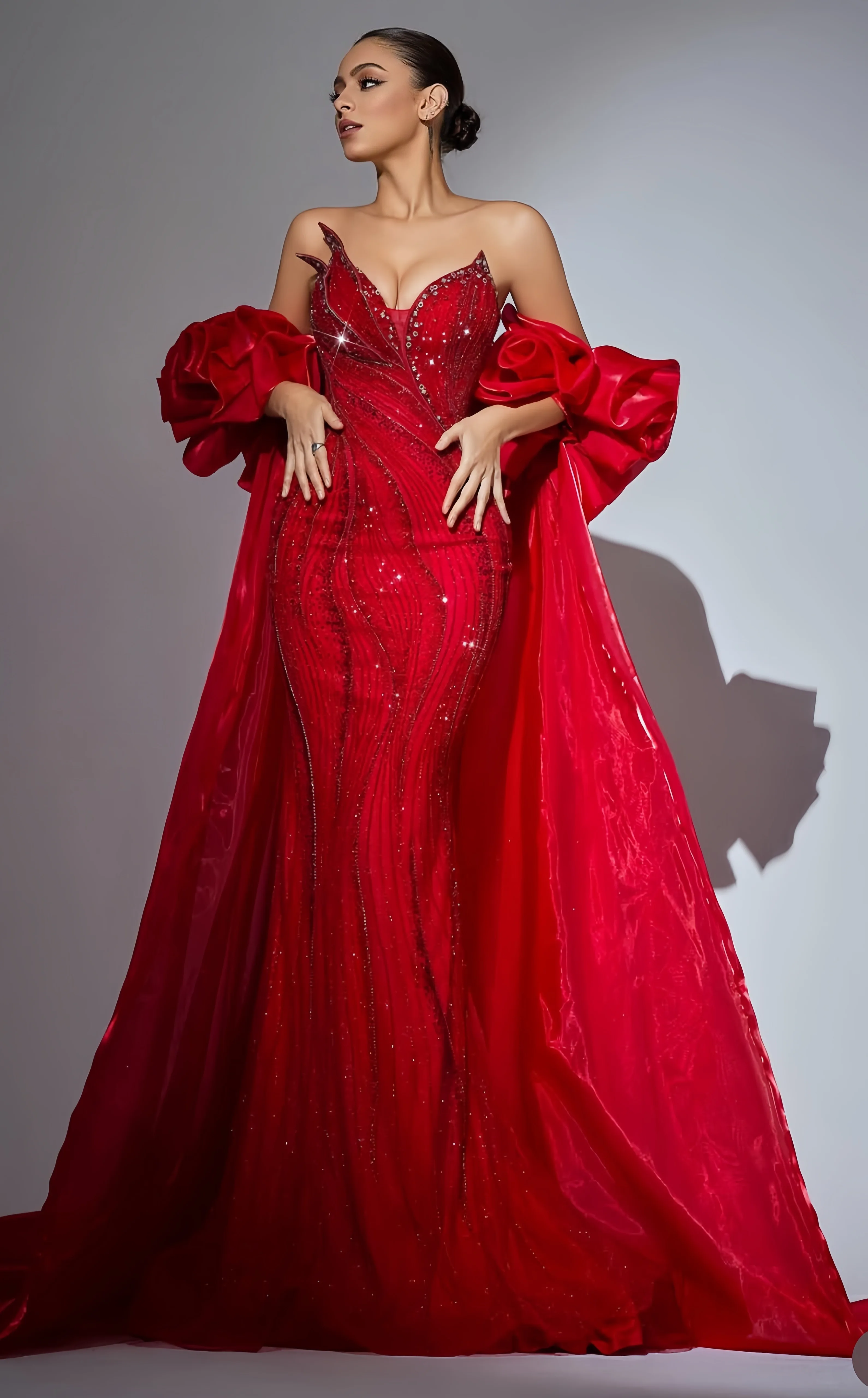 

Шаль без рукавов с v-образным вырезом по индивидуальному заказу, роскошные вечерние платья из бисера «Русалка», платья для особых случаев, платья для гала-концерта