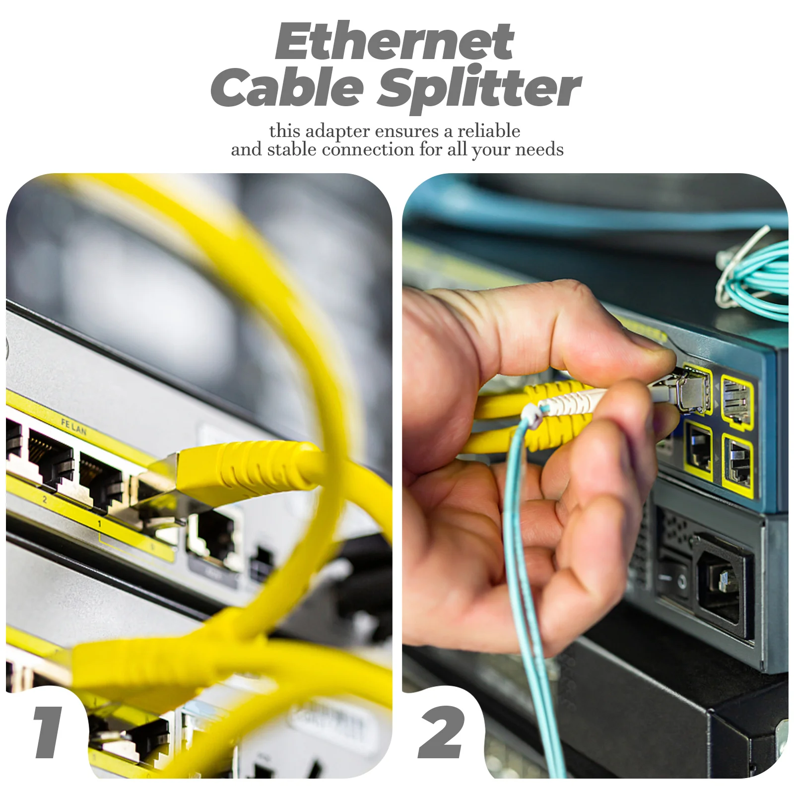 

Ethernet Splitter Male to Dual Female Adapter Compatible with Cat7 Cable Lan Network Splitter High Speed Ethernet Coupler 1