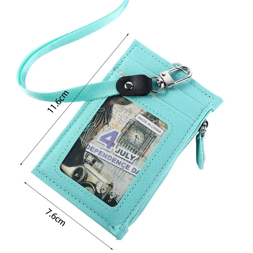 1Pcs Black Business Credit Card ID Badge Wallet Pouch Women Men Coin Card Purse Holder Neck Strap Student Bus Card Bags