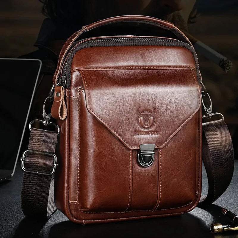 

Men's Genuine Leather Messenger Bag Casual High Quality Small Travel Shoulder Bags Male Crossbody Pack Phone Purse