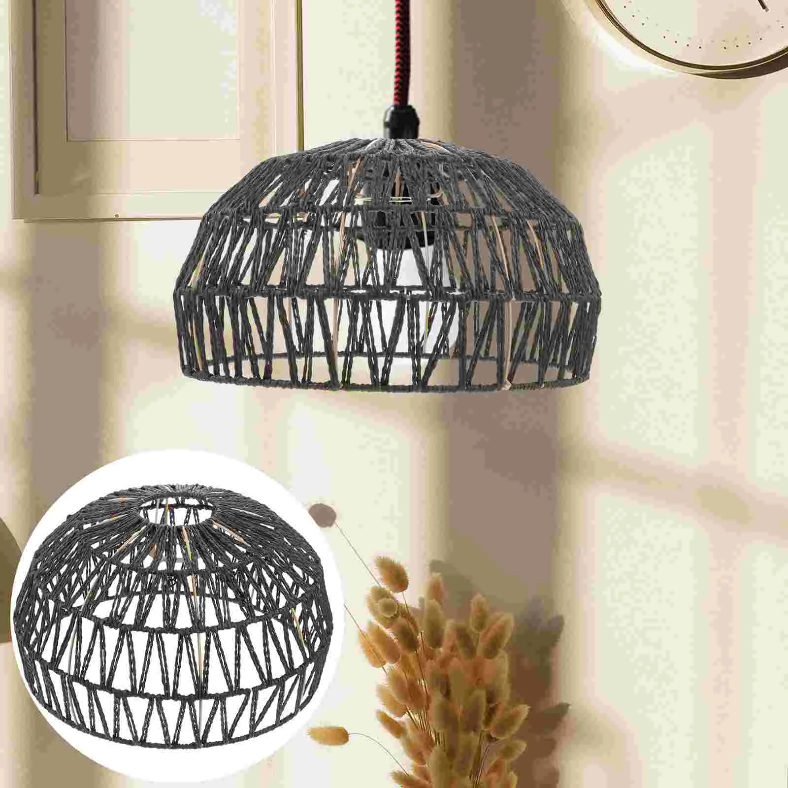 Ventilatori da soffitto Paralume Lampadario Retro Boemia Lampada a sospensione Nero Copertura creativa per fattoria