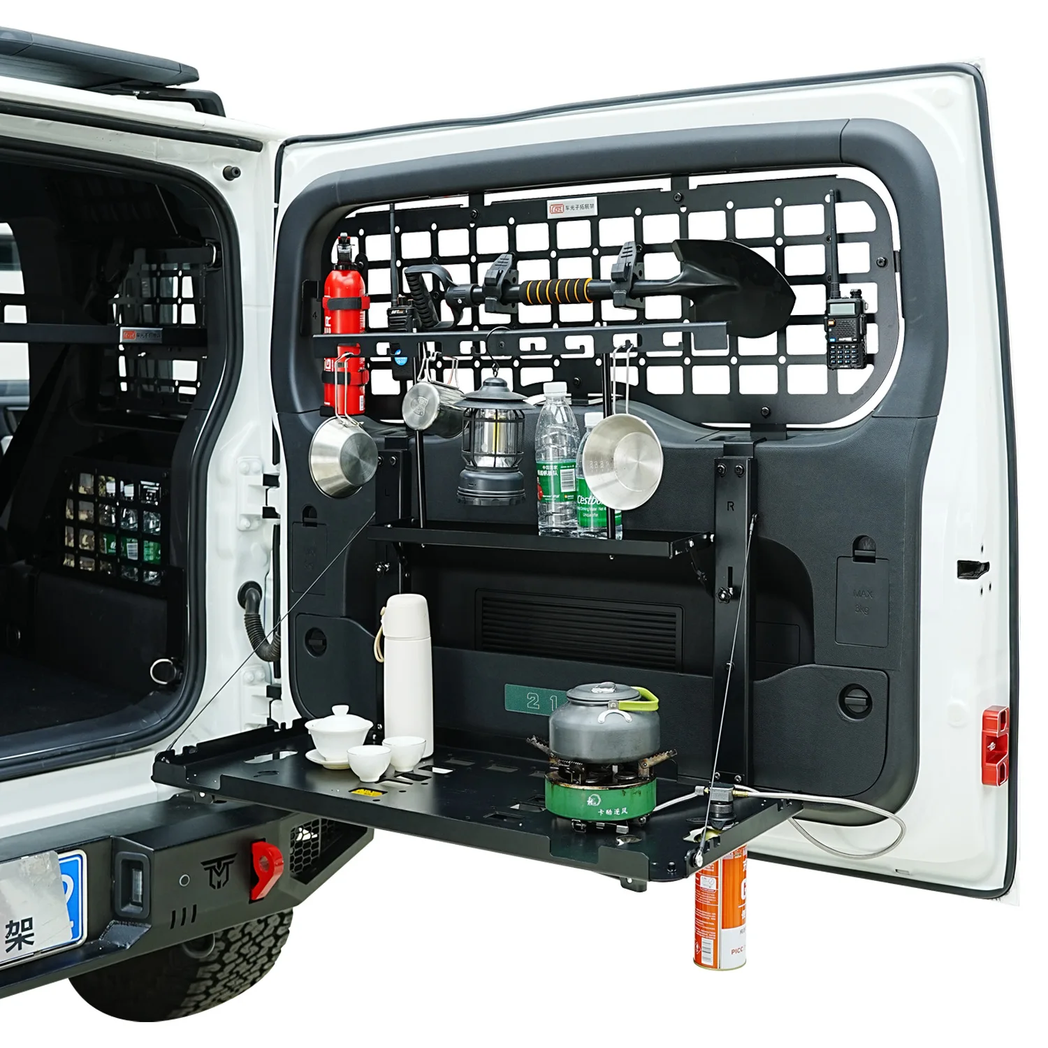 

For BAW 212 T01 2024-2026 MOLLE Panel Tailgate Storage Rack Foldable Table Interior Trim Trunk Storage Rack Window Panels