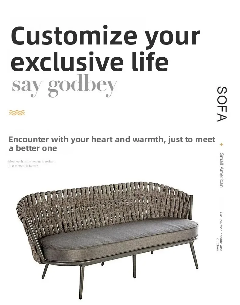 Villa all'aperto cortile divano in rattan terrazza dell'hotel sedia in rattan in famiglia combinazione tavolino balcone esterno divano per il tempo libero