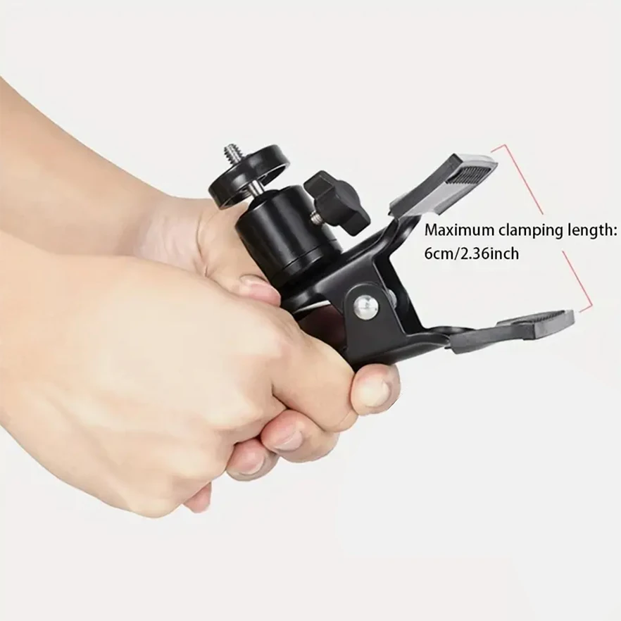 مشبك حامل للهاتف/الكمبيوتر اللوحي معدني عالمي، مناسب لسطح المكتب/الطاولة/الحامل الفني، مناسب للبث المباشر ومكالمات الفيديو