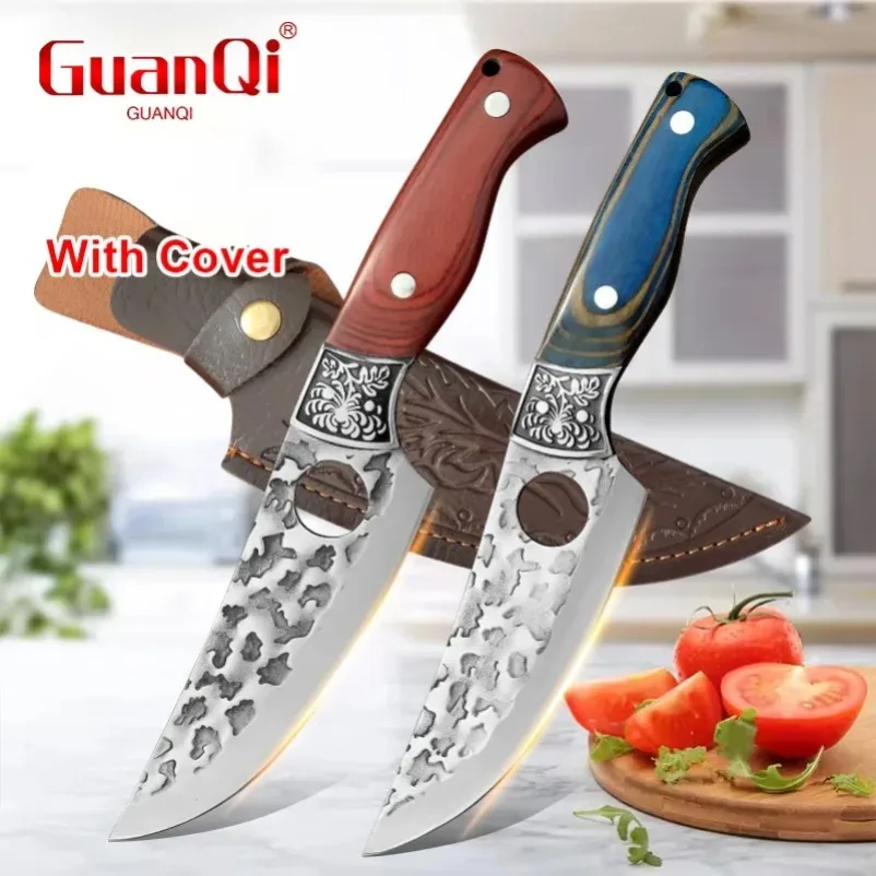 

Wood Handle Kitchen Household Forged Butcher Knife Stainless Steel Meat Cleaver Fruit Kitchen Sharp Boning Knife Cooking Tools