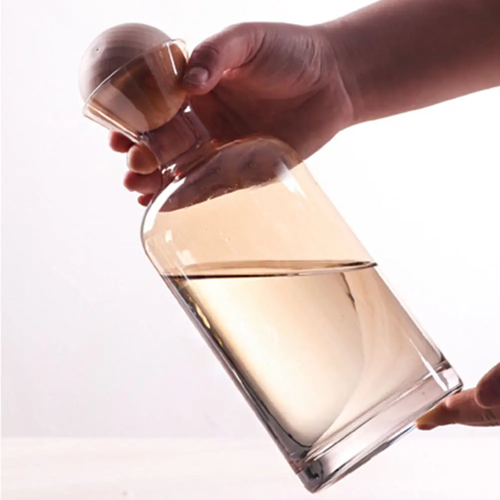 

1 Set Large Capacity Glass Water Jug Flat Bottom Beverage Dispenser Kitchen Summer Cold Water Holder Fridge