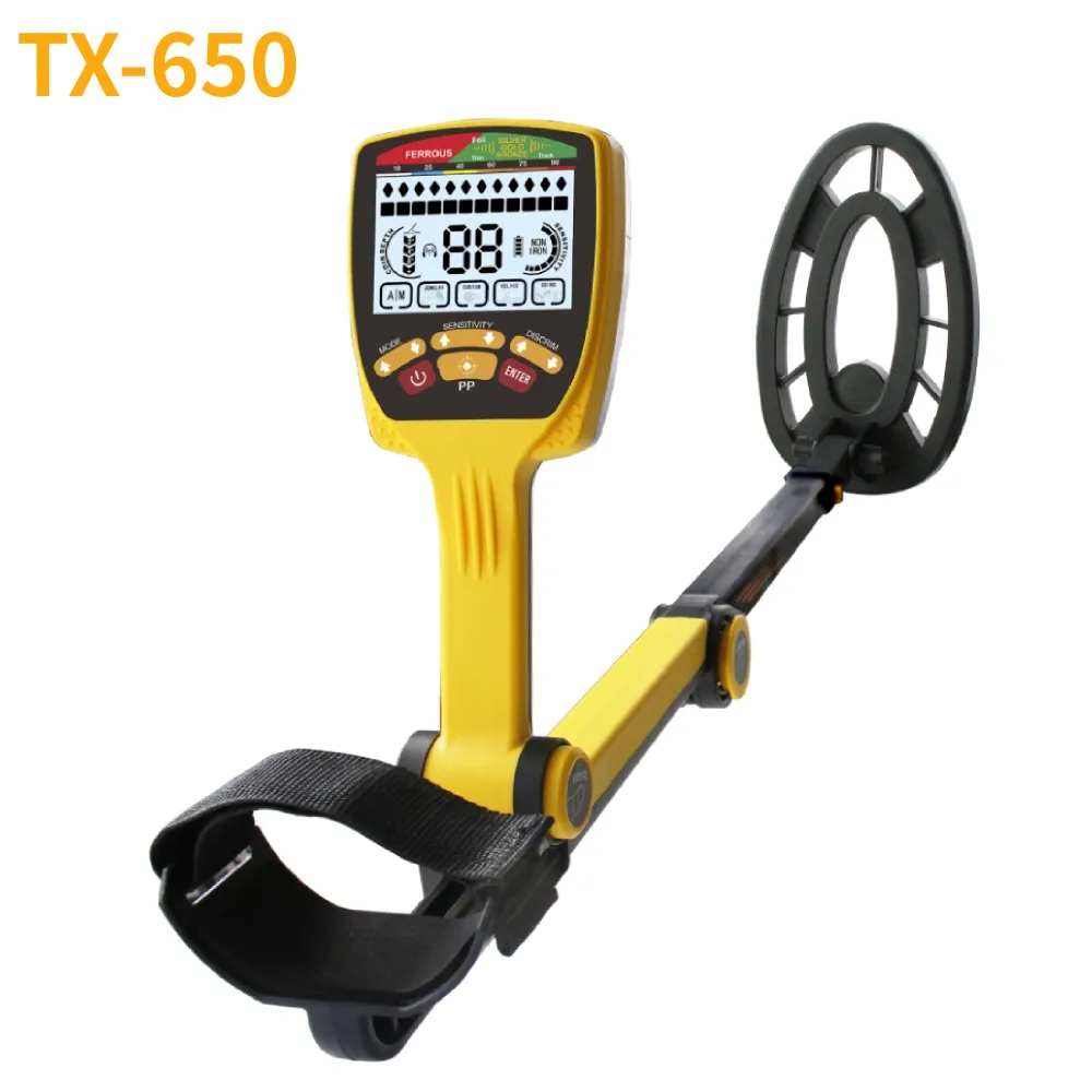 Professional Higher Accuracy Gold Metal Detector TX650 Foldable Target Identity Prospecting LCD Display Precious Metal Locator