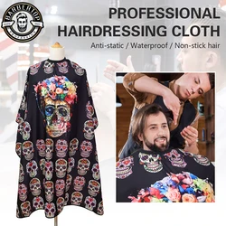 Mantelle da taglio per capelli da barbiere modello retrò teschio impermeabile parrucchiere abito da barbiere antistatico Hairstyling panno forniture per saloni