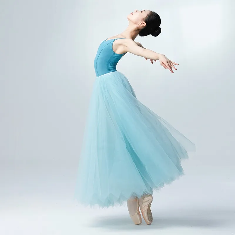 Sansha French Ballet Long Tulle Skirt, Classical Dance Big Flare Tutu Skirt, Dance Half‑Skirt for Practice Performance