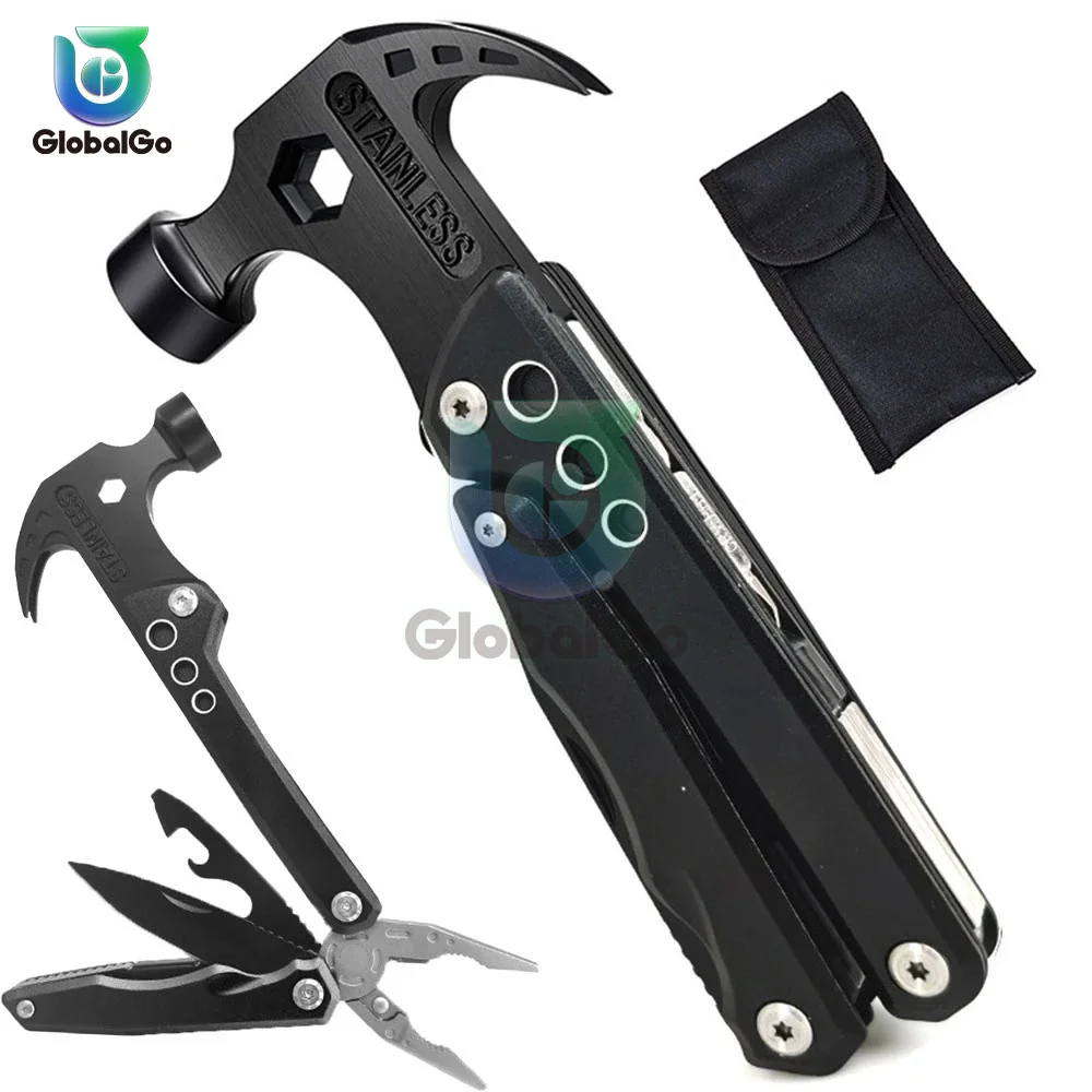 Multitool Claw Hammer Stainless Steel Knife Plier Tool Nylon Sheath Outdoor Survival Camping Hiking Portable Pocket Claw Hammer