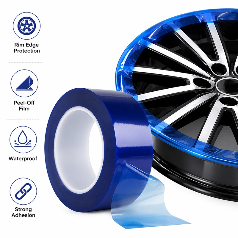 

Multi-sizes Blue PE Wheel Rim Protector Film No-Residue Anti-scratch Self-Adhesive Tape For Car Rims, Doors, Windows Wall Decor
