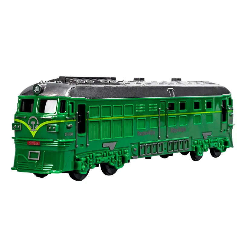 Treno verde retrò Giocattolo per bambini Simulazione Treno Inerzia Guida con luci sonore Treno Giocattolo Modello Ragazzo Gioco Auto Può aprire la porta