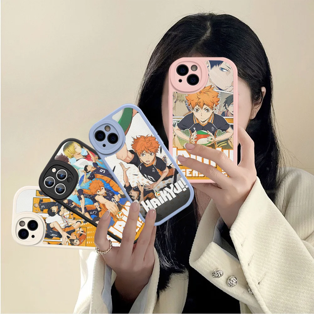 H-Haikyu Phone Case Hard Leather For iPhone 16 15 14 13 12 Mini 11 14 Pro Max Xs X Xr 7 8 Plus Fundas