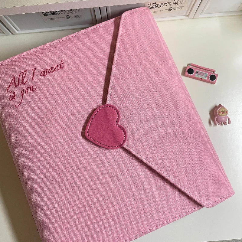 Immagine 5: Album per Carte A5 a 4 Tasche, Copertina in Denim Rosa con Chiusura Magnetica, Raccoglitore per Fotocard da 3 Pollici per Ragazze