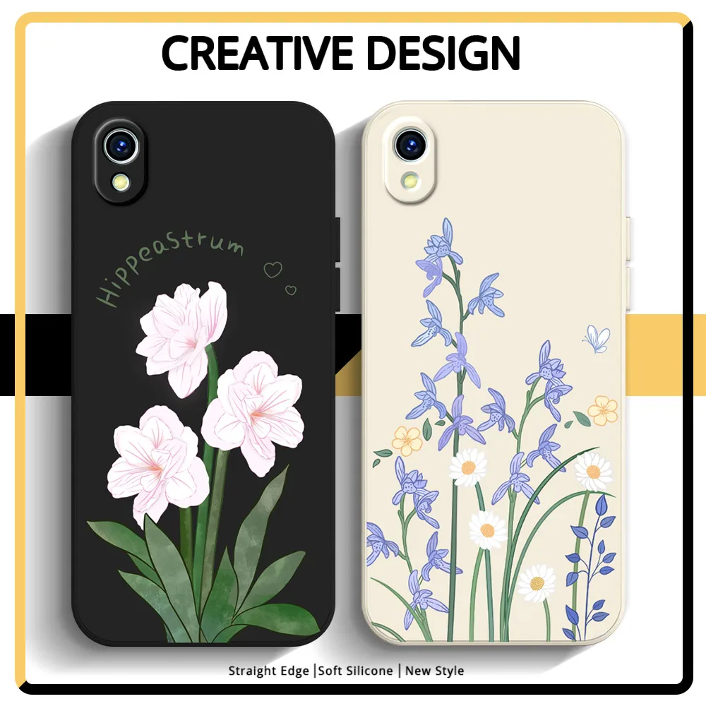 For Vivo 1820 1906 1904 1811 1907 1940 1941 1801 1807 1804 1818 1724 1606 1608 Phone Case Soft Silicone Shockproof Cover Floral