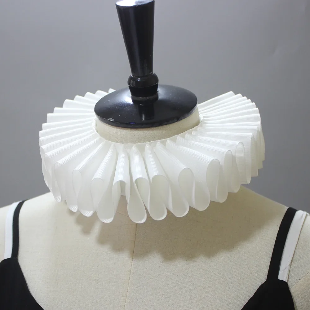 Vintage Renaissance Ruffle Fake Collar Victorian White Black Neck Ruff Medieval Court Noble Elizabeth Clown False Collar