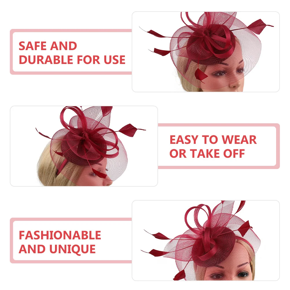 

Women Wedding Hat Fascinator Headband Gauze Headdress Lightweight Stylish for Bridal Shower Party Event Fascinator Hat