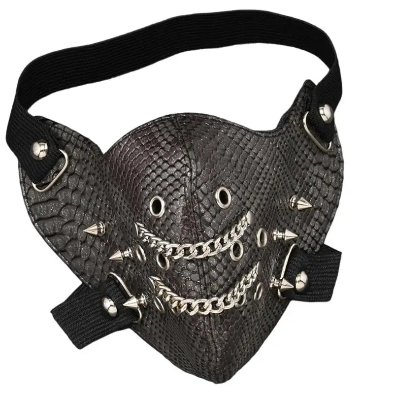 652F قناع دراجة نارية لراكبي الدراجات النارية على الطراز القوطي الشرير بنصف وجه مضاد للغبار، هدايا قناع رياضي