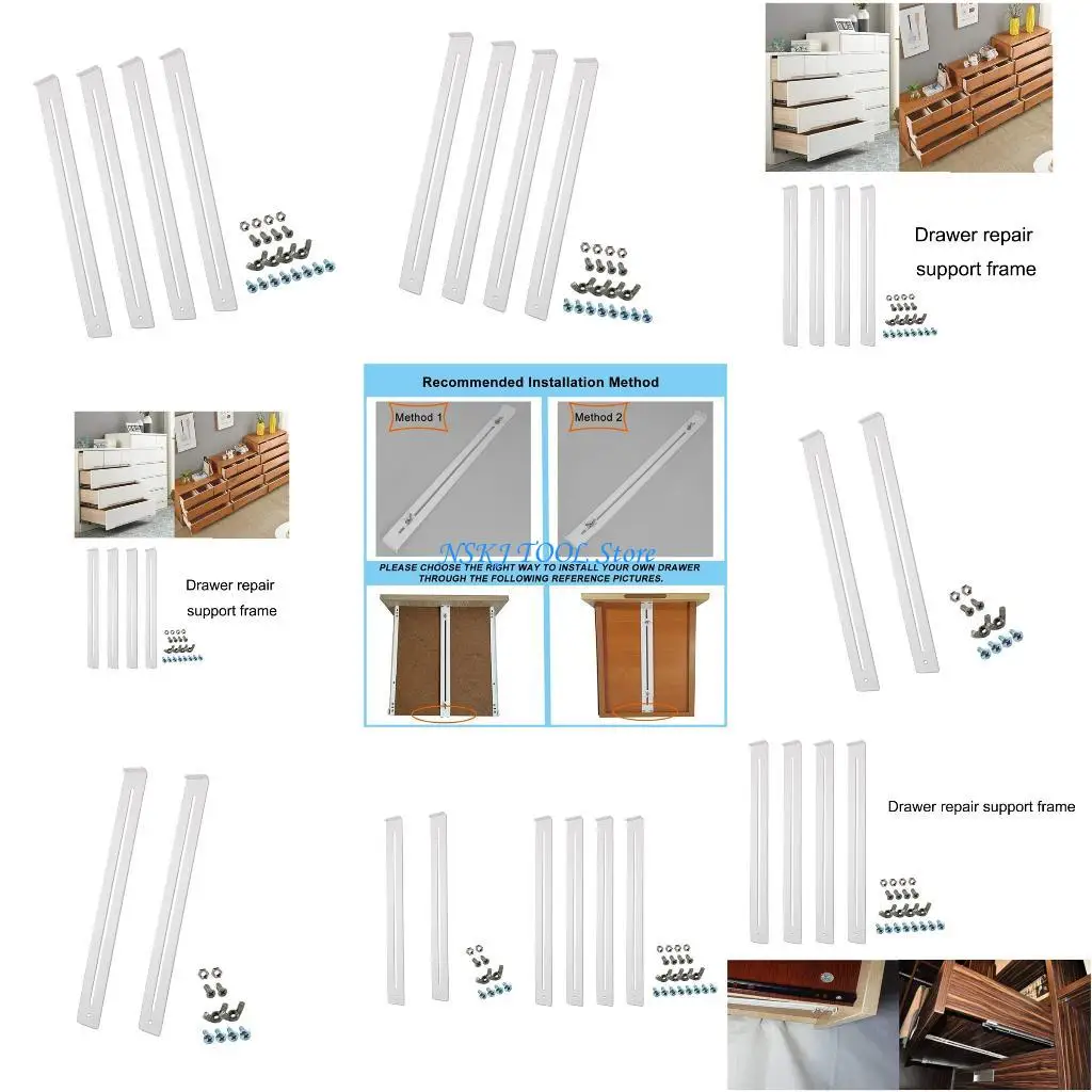 

L8RC Adjustable Drawer Repair System With Nut Secures Wooden Cabinets Prevents Sagging