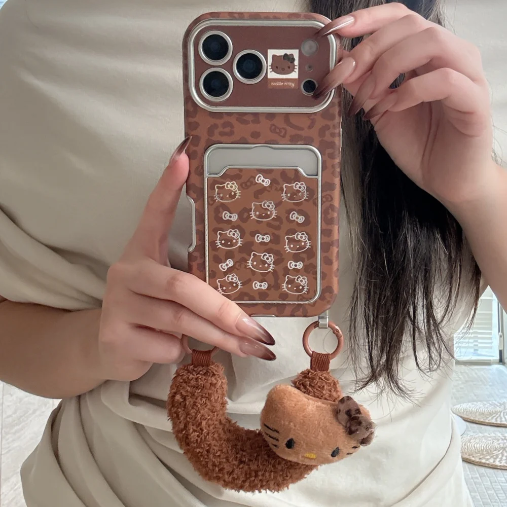 حافظة هاتف مجوفة بطبعة الفهد KT مناسبة لهاتف أبل 17 برو 16 15 برو ماكس 14 برو 13 مع حبل يدوي قطيفة #3