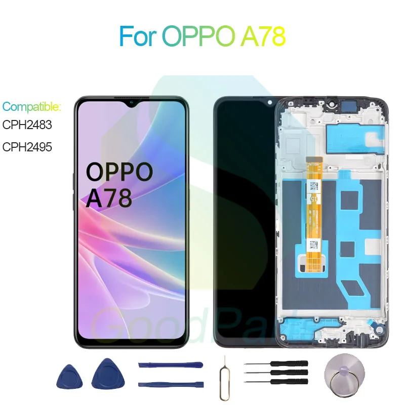 For OPPO A78 Screen Display Replacement 1612*720 CPH2483, CPH2495 A78 LCD Touch Digitizer