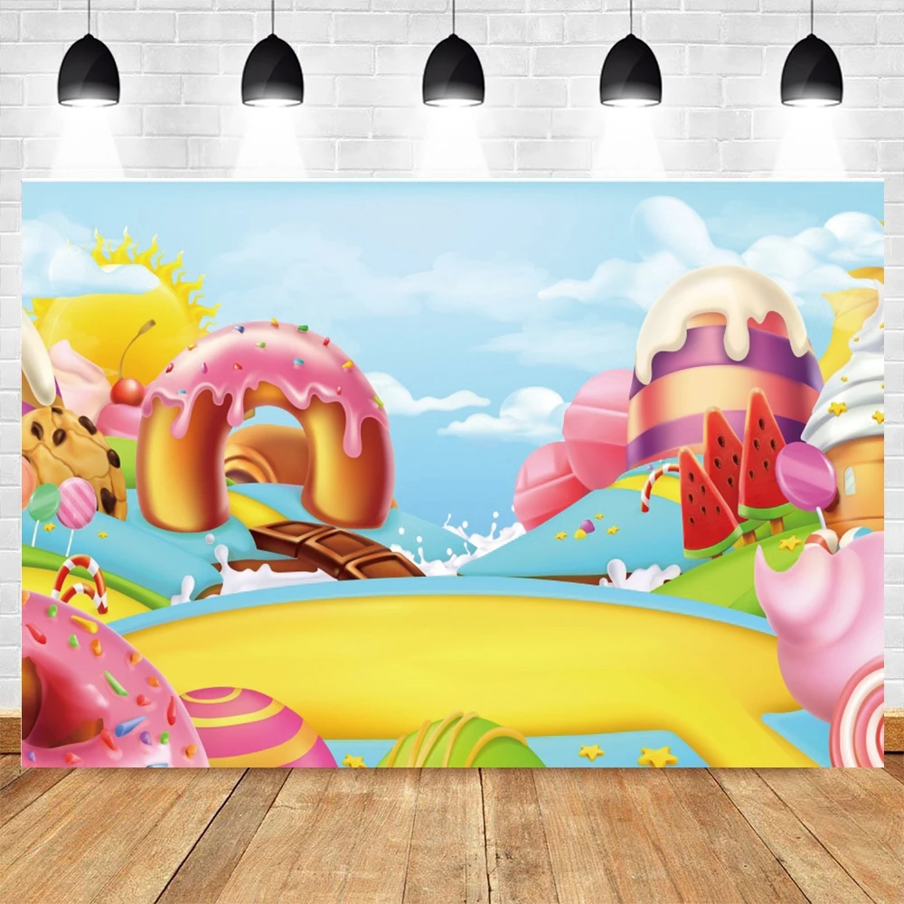 Милый фон для фотосъемки с изображением замка кандиленда леденцов дома детей портрет вечеринка в честь рождения ребенка декор для вечеринки