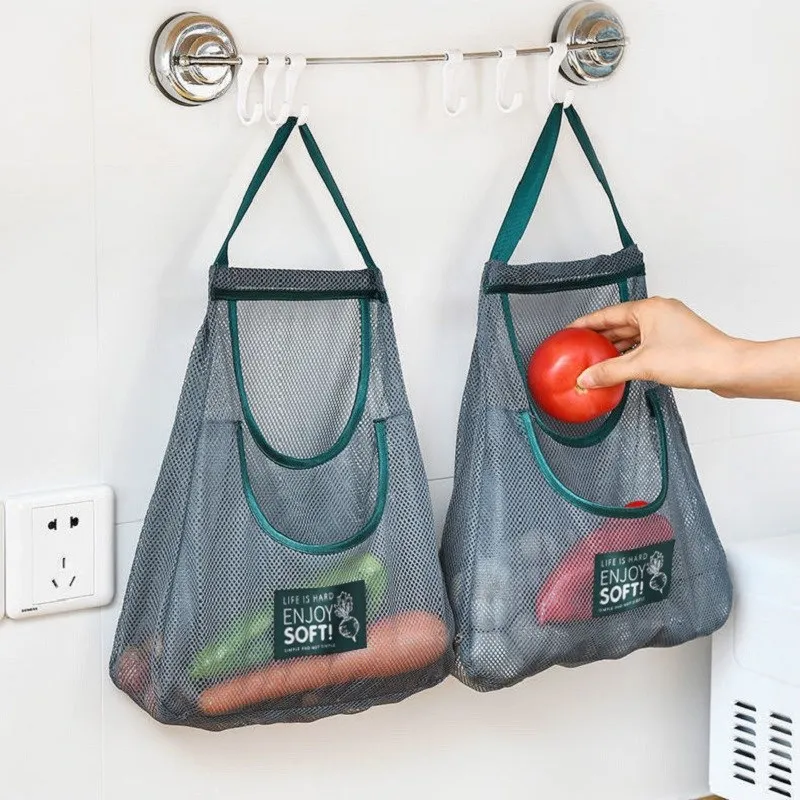Kitchen Fruit And Vegetable Storage Hanging Bag Multifunctional Hanging Mesh Bag Ginger Garlic Onion Potato Kitchen Organizer
