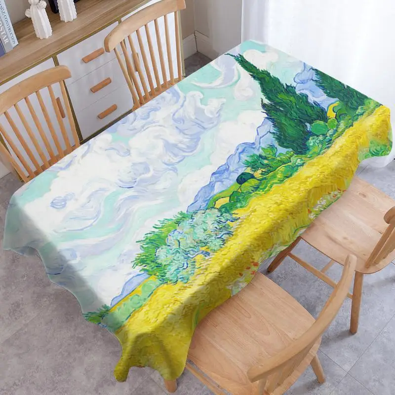 Ink and Watercolor Painting of A Field Waterproof Table Cover Rectangular Tablecloth Party Decoration Table Cloth Nappe De Table