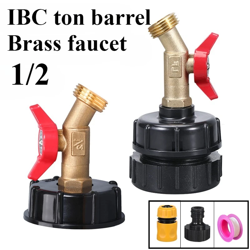 

1/2 Brass Faucets IBC Ton Drums Butterfly Faucet Turn 62MM Fine Wire Into 60MM Thick Wire S60*6 Joint Accessories for Ton Drums