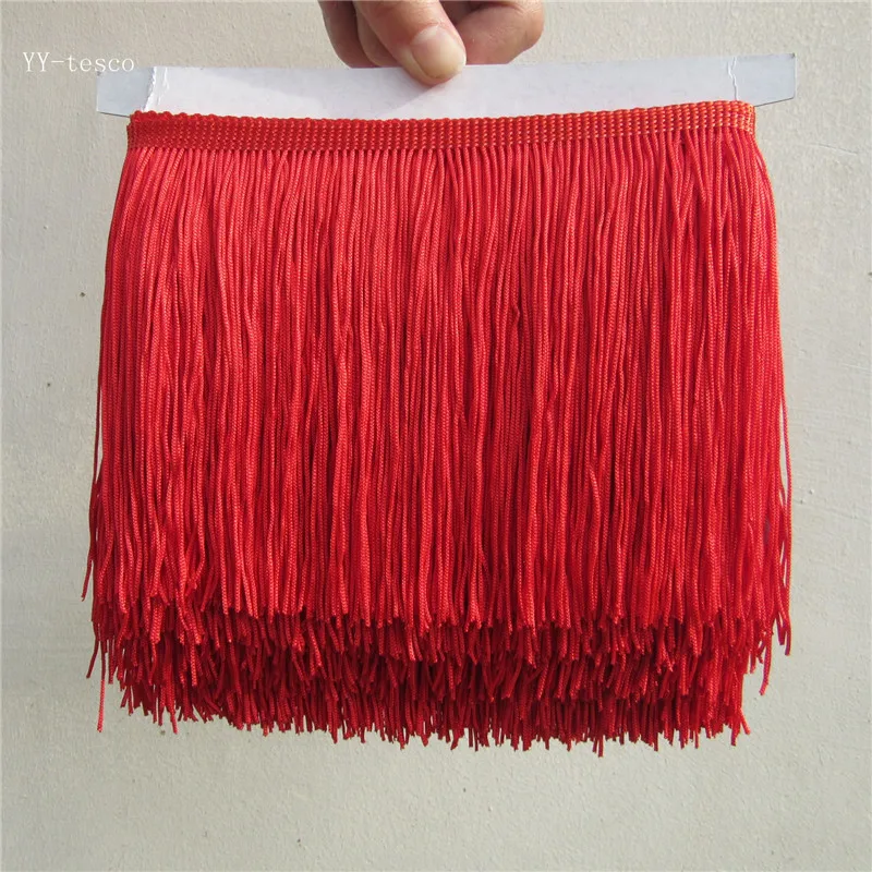 YY-tesco 1Yard 15cm Wide Lace Fringe Trim Tassel Fringe Trimming For Latin Dress Stage Clothes Accessories Lace Ribbon Tassel