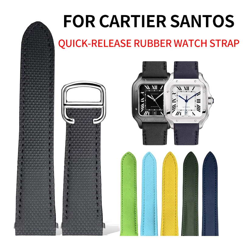

FOR CARTIER SANTOS QUICK-RELEASE WATERPROOF RUBBER STRAP FOR BOTH SEXES