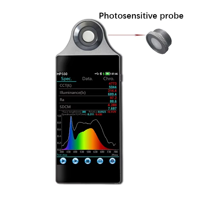 Handheld Spectral illuminance meter HP330 light Spectrometer Color temperature Meter for LED lights