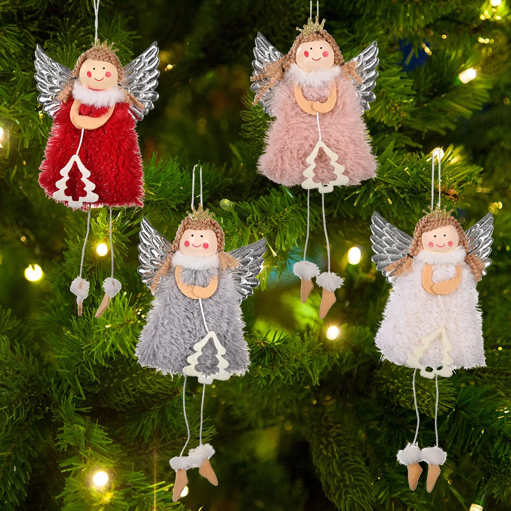 New Christmas Decoration Christmas Silver Wings Tree Angel Girl Christmas Tree Scene Decoration Pendant