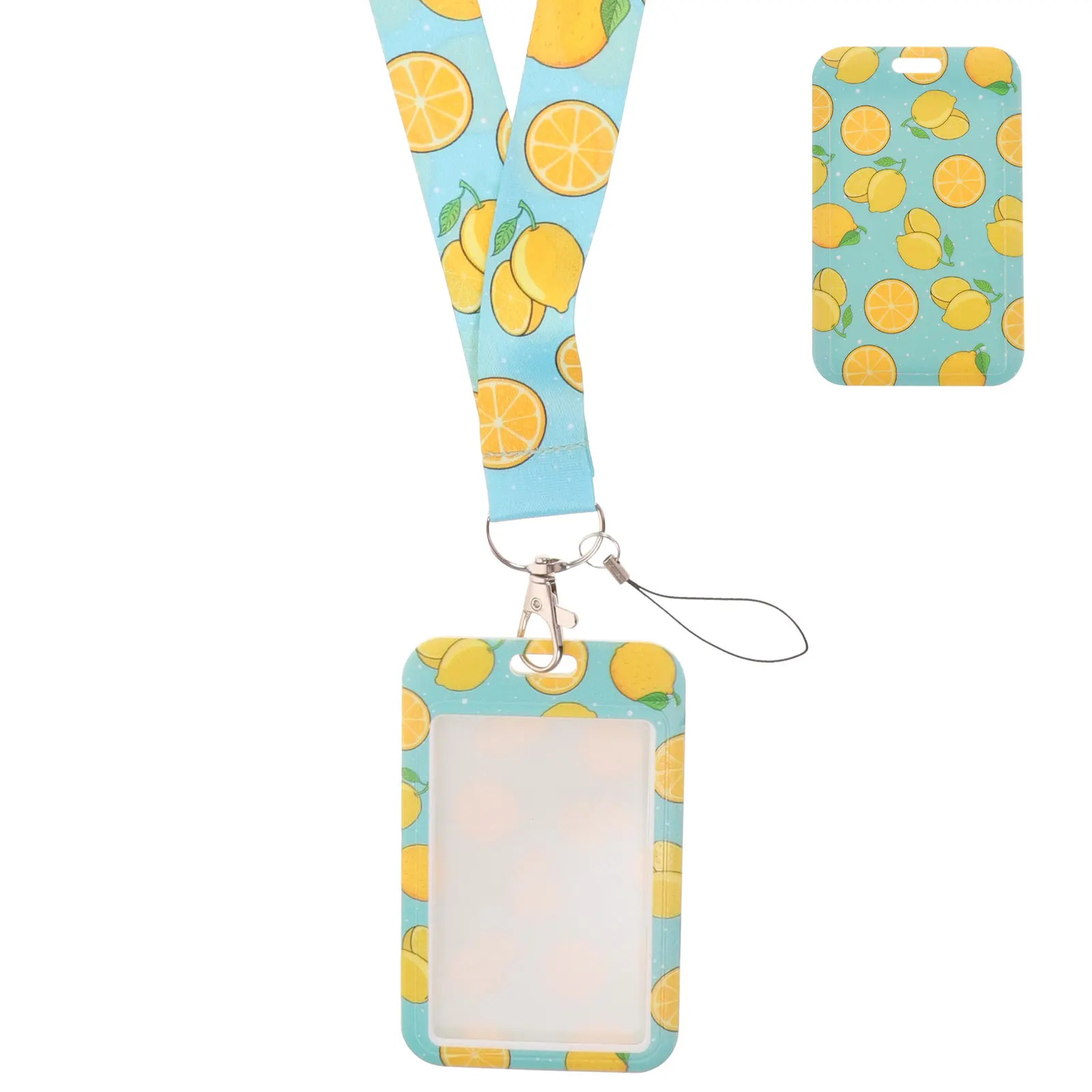

ID Badge Holder Student Cards Protector Fruit Pattern Lanyards Sleeve Portable Work School Office Use Anti Scratch Card Case